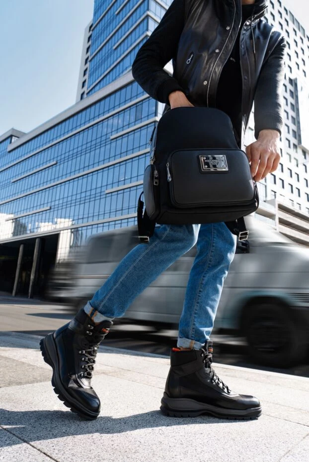 Boots made of genuine leather and polyester for men black - photo 2