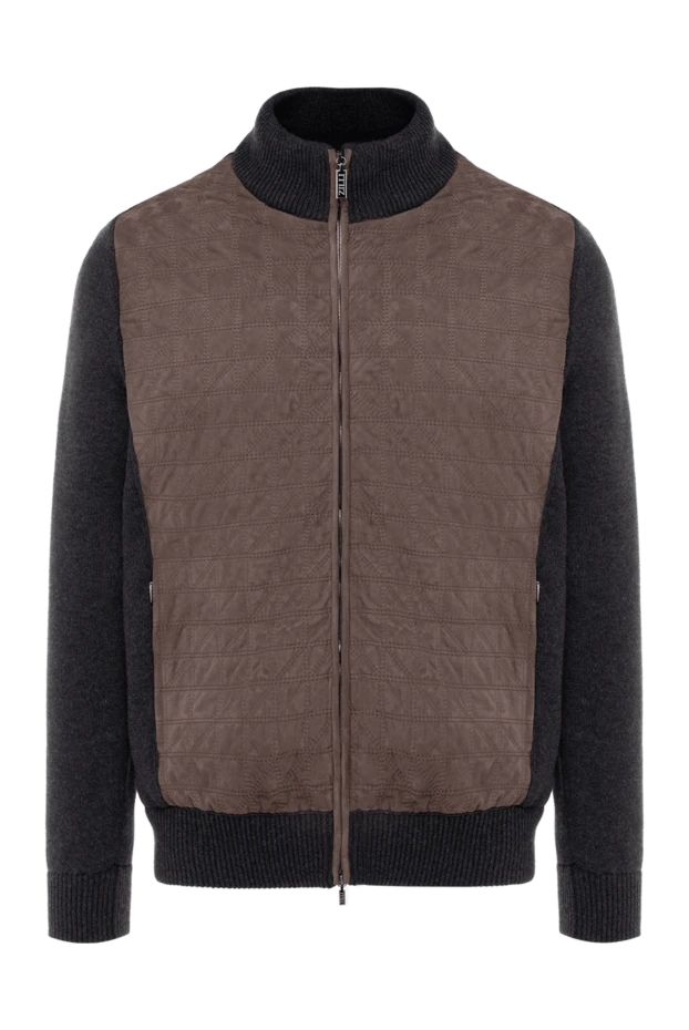 Кардиган из кашемира и шелка мужской коричневый - фото 1