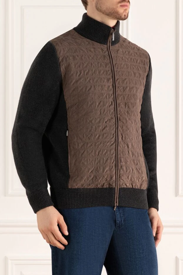 Zilli ерлерге арналған кашемир және жібек кардиганы қоңыр 176304 - фото 3