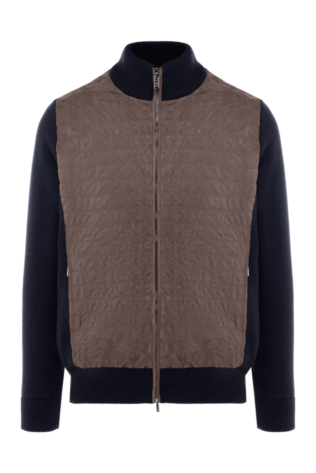 Cashmere and silk cardigan for men blue - photo 1