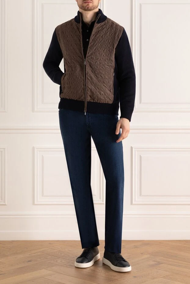 Zilli кашемир және жібектен жасалған ерлер көк түсті кардиганы 176305 - фото 2