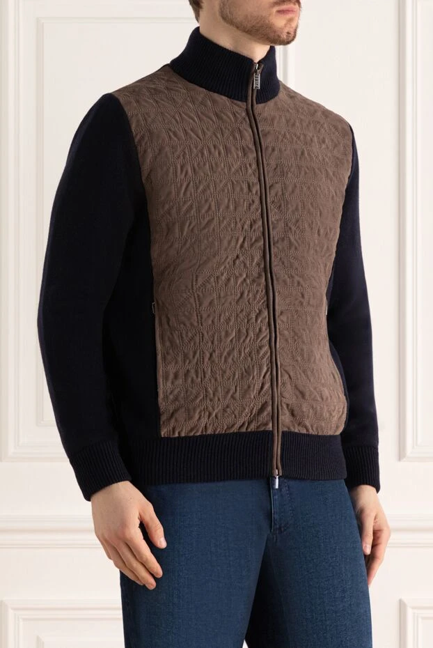 Zilli кашемир және жібектен жасалған ерлер көк түсті кардиганы 176305 - фото 3