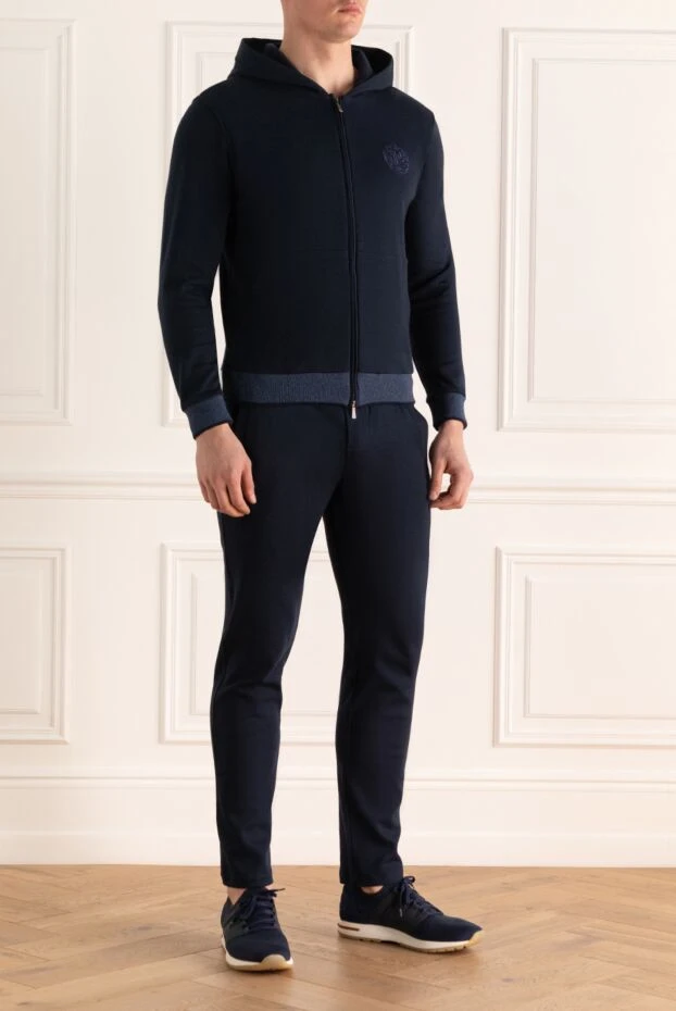Roger Pinault men's dark blue cotton tracksuit with a hood 176306 - photo 3