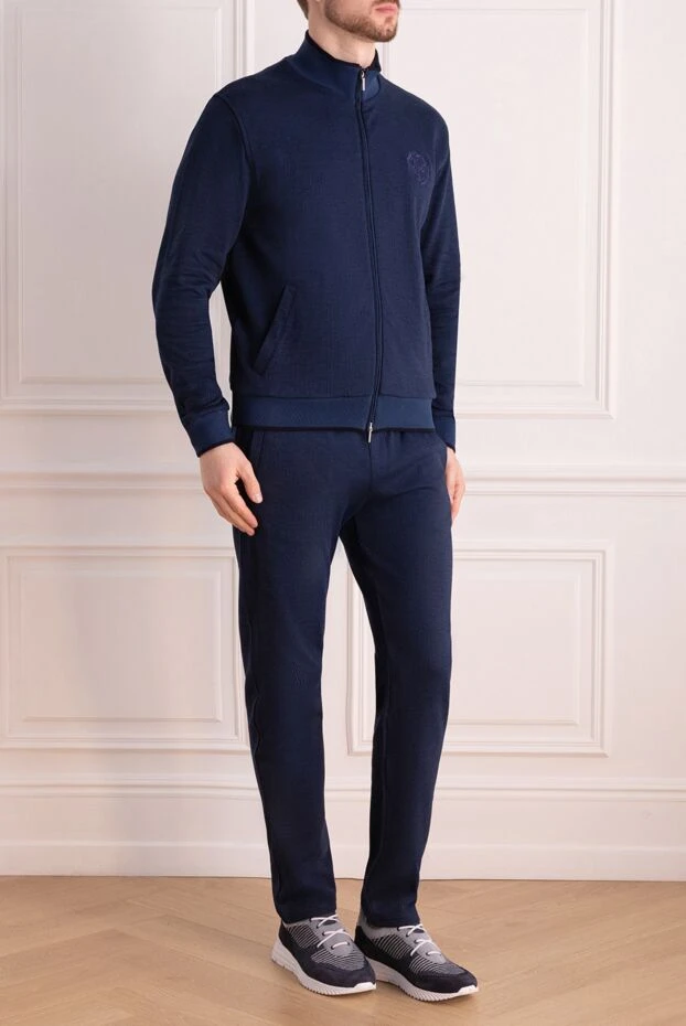 Roger Pinault dark blue stretch jersey suit with embroidered logo on the chest 176317 - photo 3