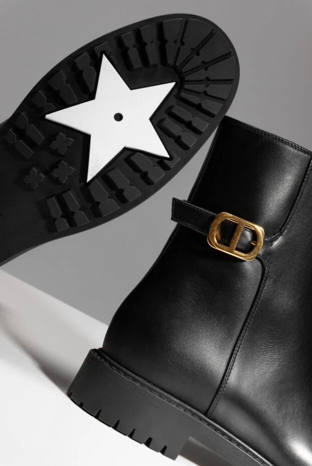 Dior ботинки женские кожаные чёрные с золотистой пряжкой cd
 176330 - фото 2