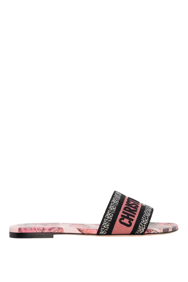 Dior woman women's leather and cotton slippers, pink купить с ценами и фото 176332 - photo 1