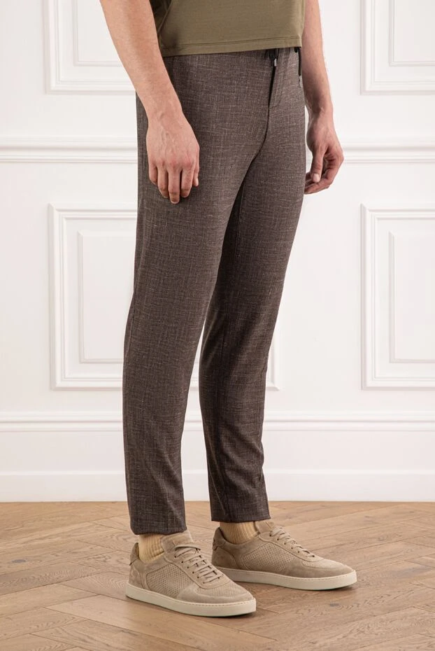 Tombolini белдік белдігі бар текстуралы қоңыр матадан жасалған шалбар 176360 - фото 3