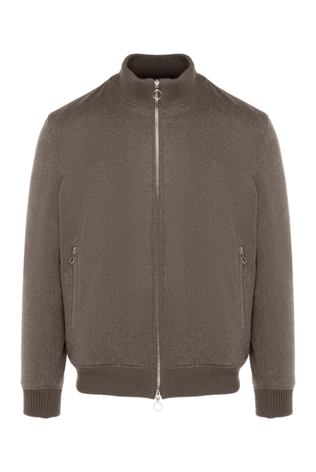 Men's brown cashmere bomber jacket with a high collar
- photo 1