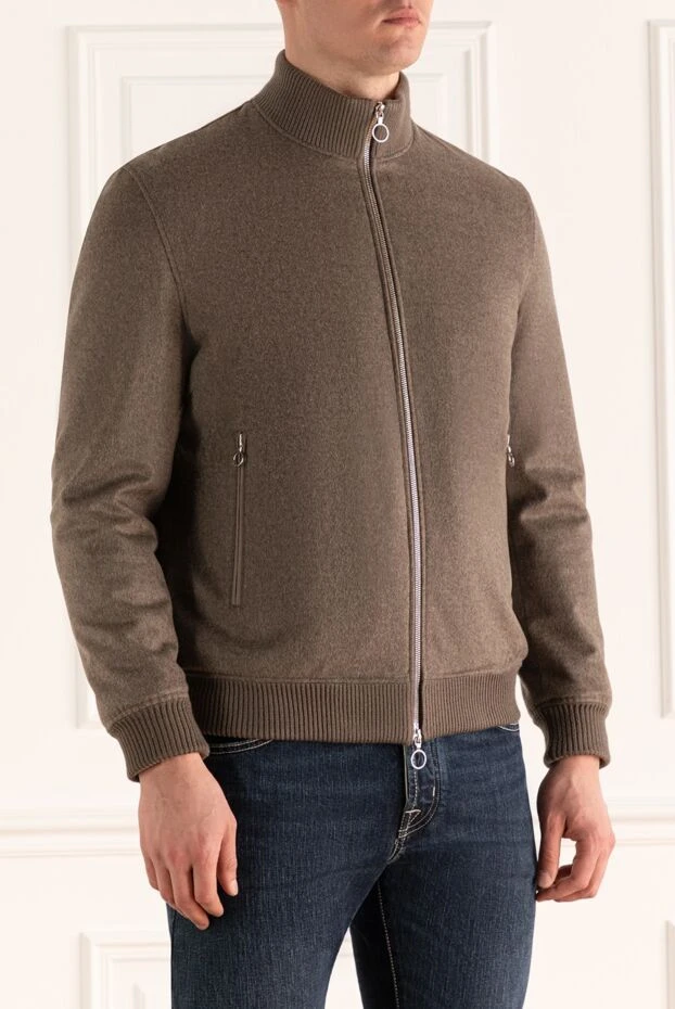 Seraphin бомбер мужской из кашемира коричневый с высоким воротником
 176364 - фото 3