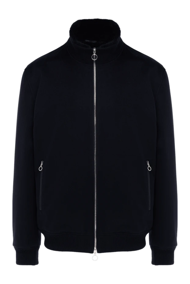 Қою көк түсті ерлерге арналған найзағай және үлбіреген кашемир күртесі - фото 1