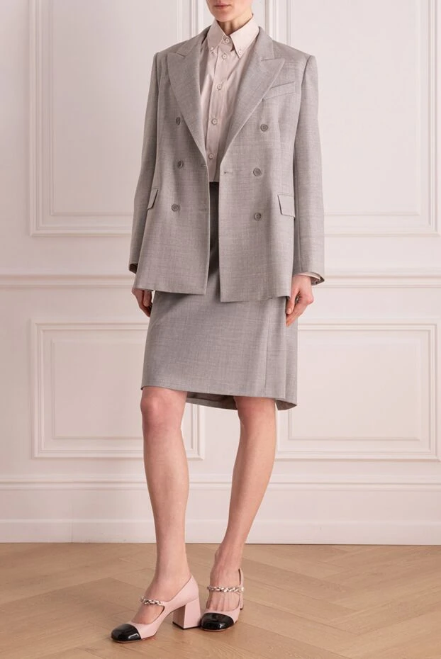 P.A.R.O.S.H. woman women's gray wool and elastane skirt suit купить с ценами и фото 176392 - photo 2