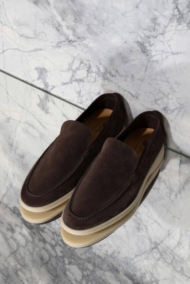 Loro Piana nubuck loafers for men brown 176406 - photo 3