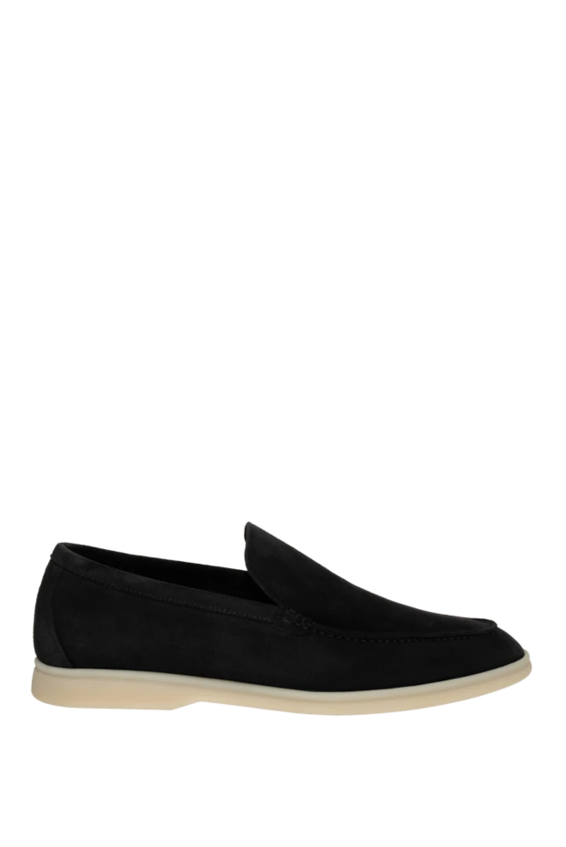 Лоферы из нубука мужские черные - фото 1