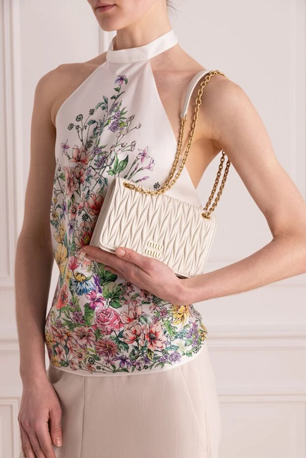 Miu Miu сумка из кожи женская белая 176436 - фото 3