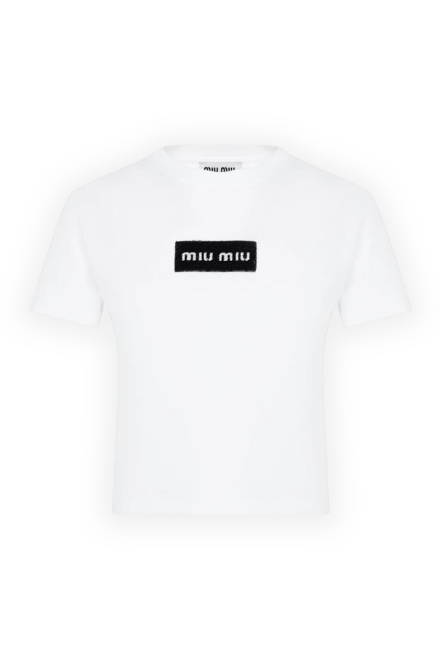 Miu Miu woman white cotton and polyester t-shirt for women купить с ценами и фото 176445 - photo 1