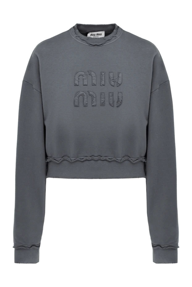 Miu Miu woman women's cotton sweatshirt gray купить с ценами и фото 176447 - photo 1