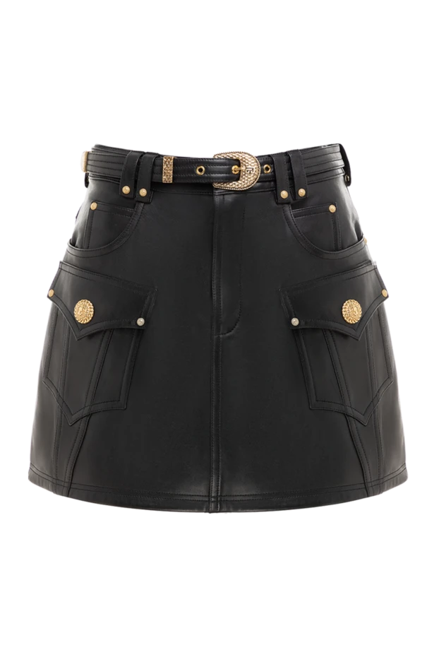 Balmain woman women's black leather skirt купить с ценами и фото 176483 - photo 1