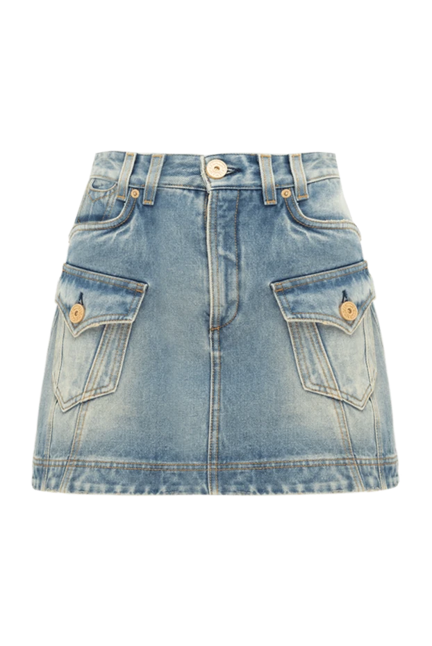 Balmain woman women's cotton denim skirt blue купить с ценами и фото 176484 - photo 1