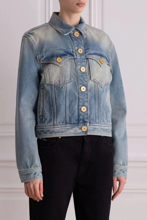 Balmain women's blue denim jacket made of cotton 176485 - photo 3