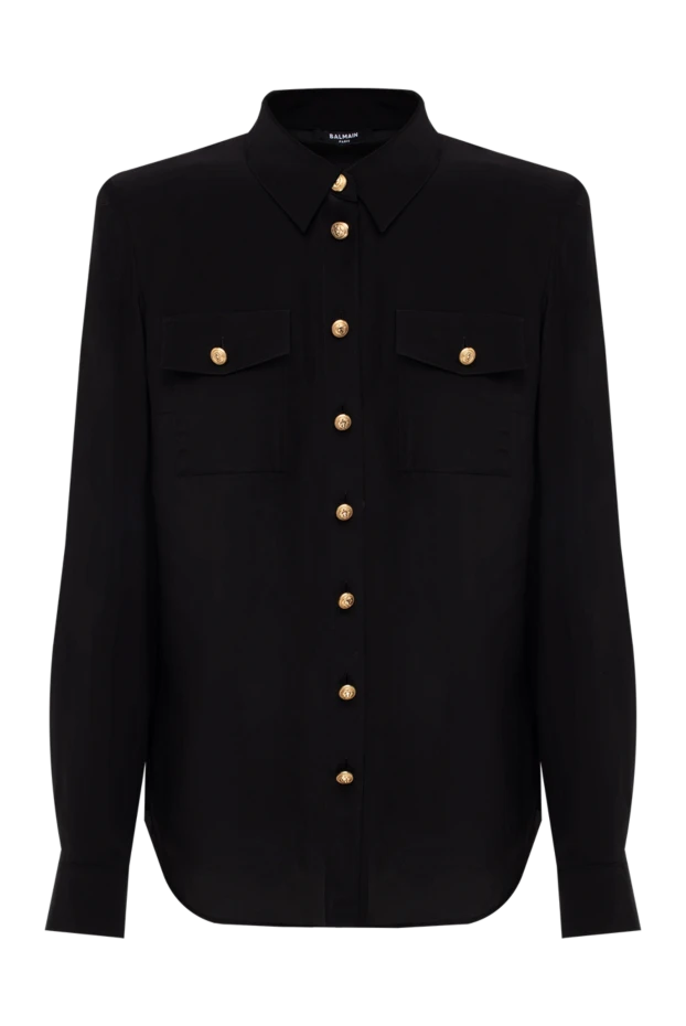 Balmain woman women's black silk shirt купить с ценами и фото 176495 - photo 1