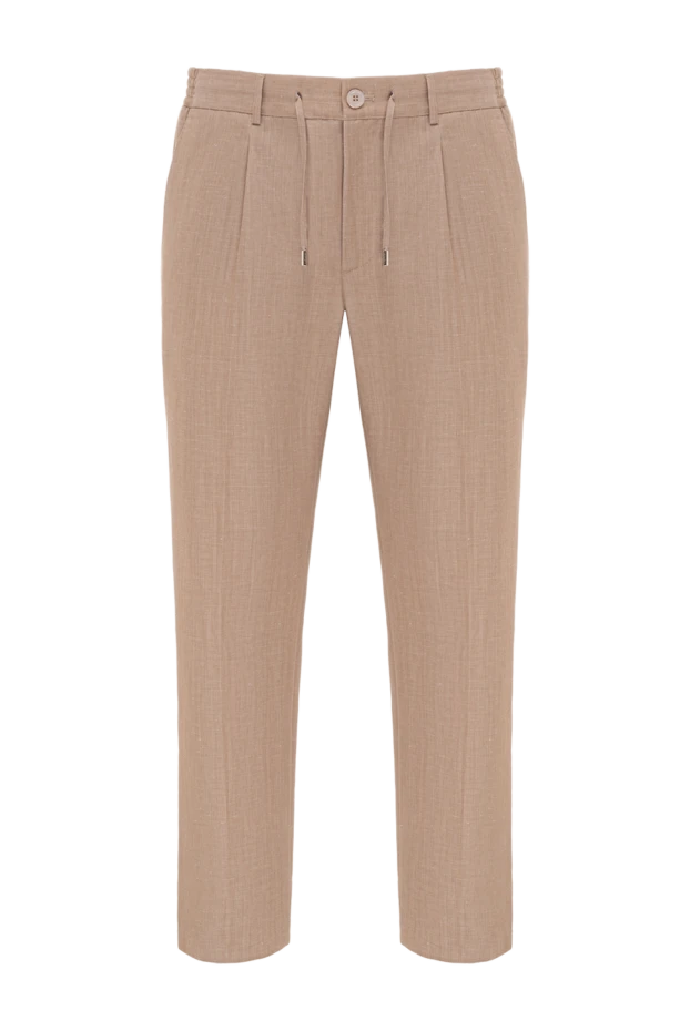Stefano Ricci брюки из шерсти и льна мужские бежевые 176514 - фото 1