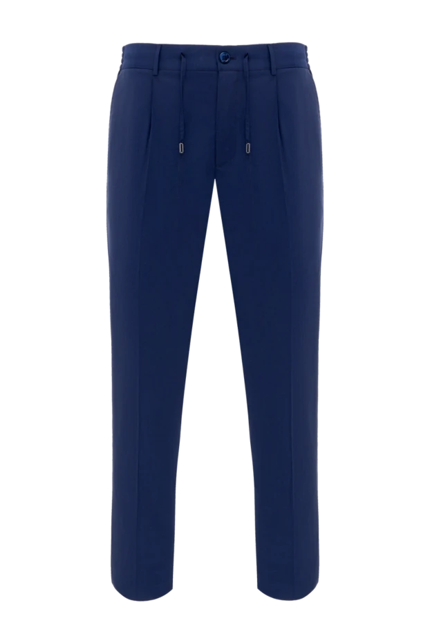 Stefano Ricci брюки из шерсти мужские синие с защипами 176516 - фото 1