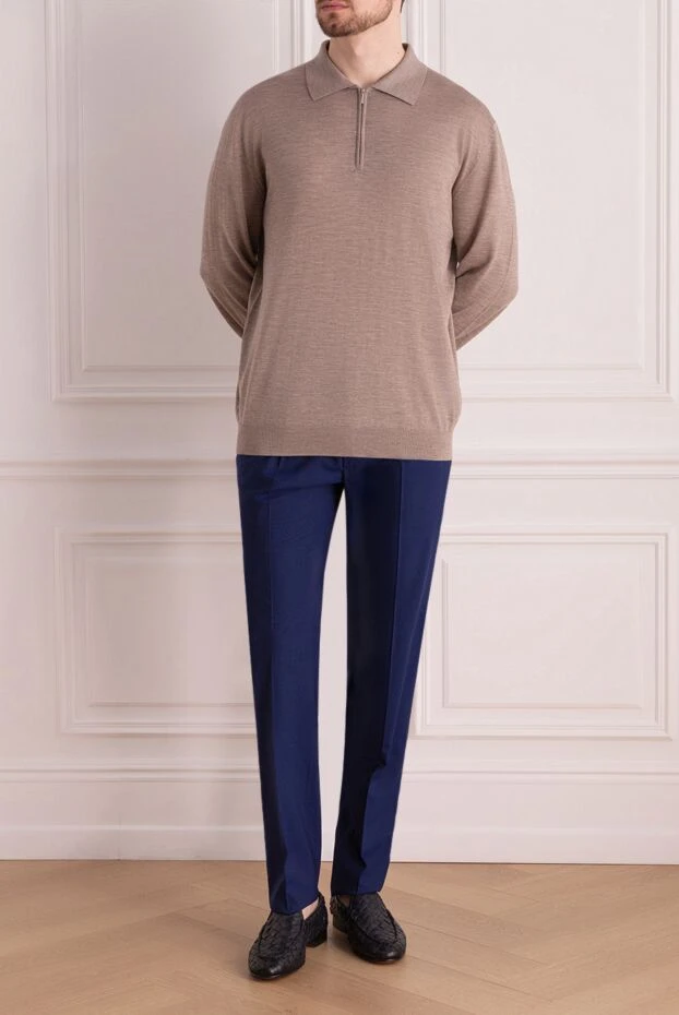 Stefano Ricci брюки из шерсти мужские синие с защипами 176516 - фото 2