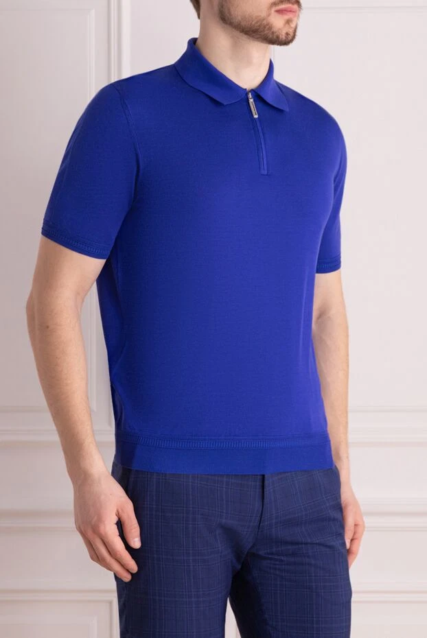 Stefano Ricci поло из шелка мужское синее 176525 - фото 3