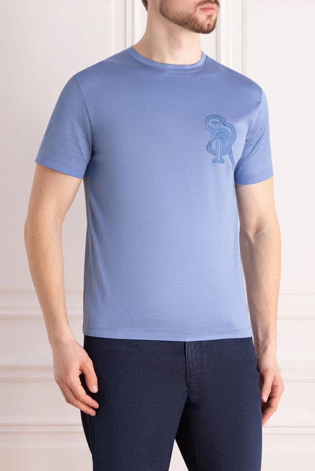 Stefano Ricci футболка из хлопка мужская голубая 176530 - фото 3
