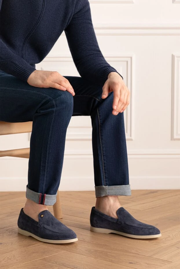 Nubuck loafers for men blue - photo 2