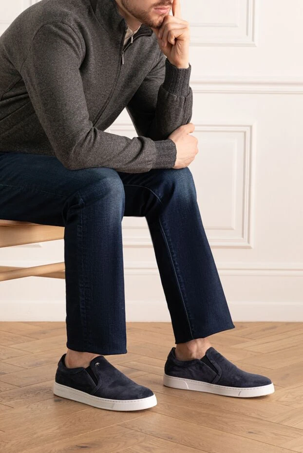 Nubuck moccasins for men blue - photo 2