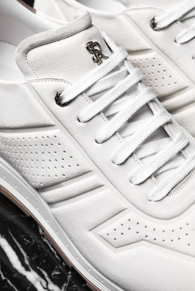 Stefano Ricci кроссовки из нубука мужские белые 176545 - фото 2