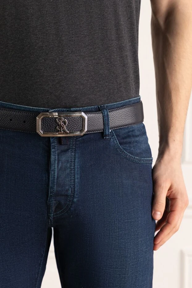 Stefano Ricci ремень из кожи мужской синий 176549 - фото 2