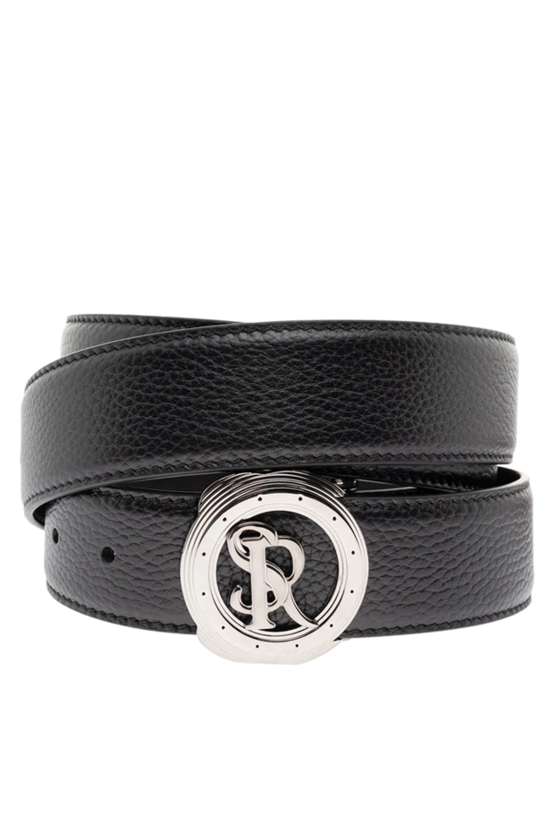 Ремень из кожи мужской черный - фото 1