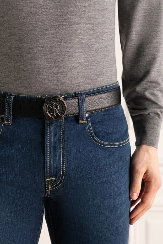 Stefano Ricci ремень из кожи мужской черный 176550 - фото 2