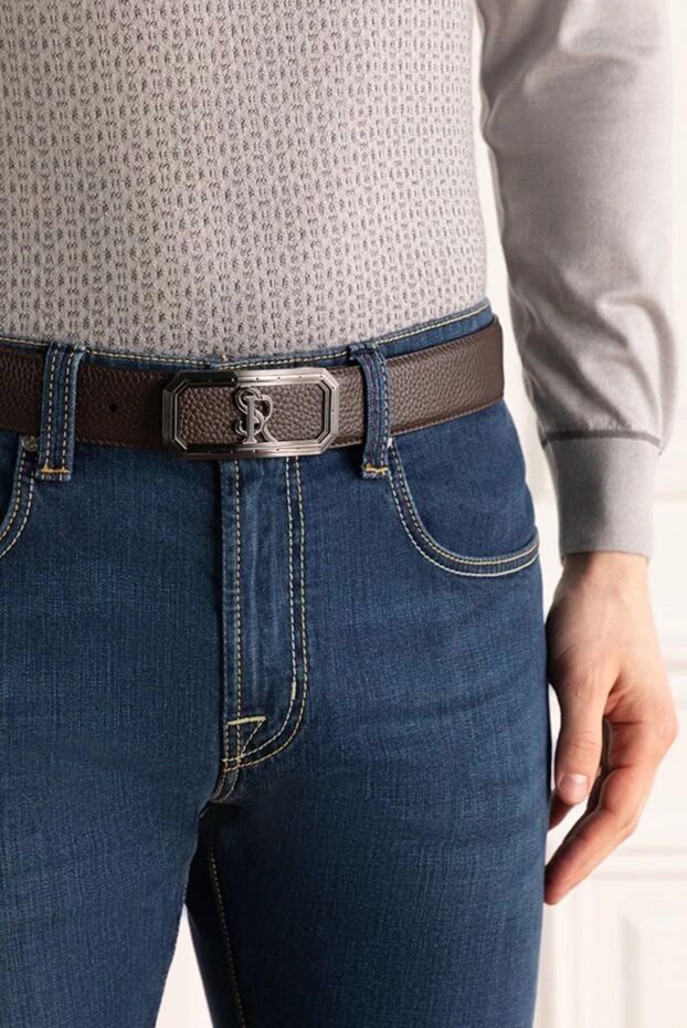 Stefano Ricci ерлерге арналған қоңыр былғары белбеуі 176552 - фото 2