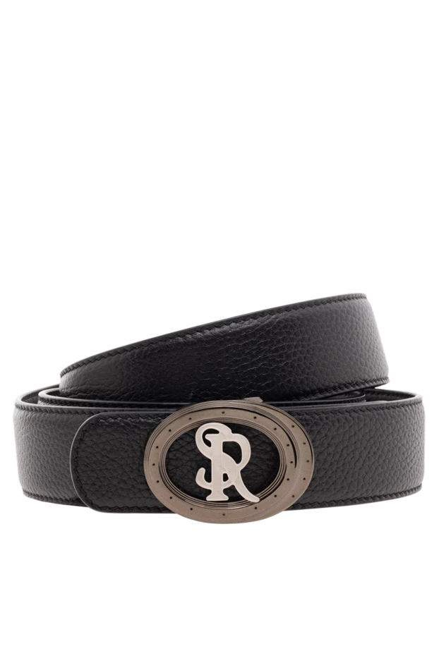 Ремень из кожи мужской черный - фото 1