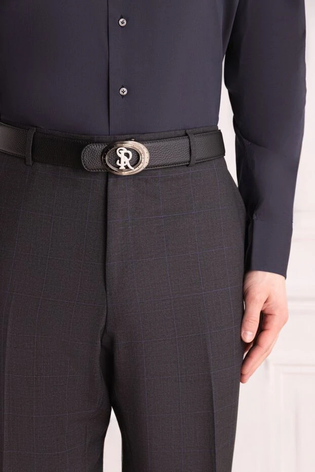 Ремень из кожи мужской черный - фото 2