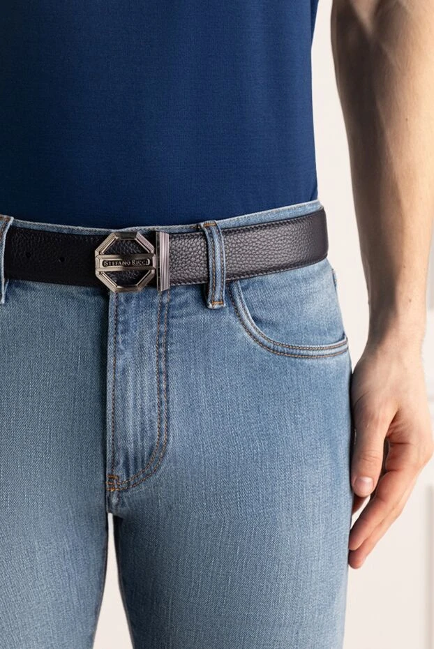 Stefano Ricci ремень из кожи мужской синий 176554 - фото 2