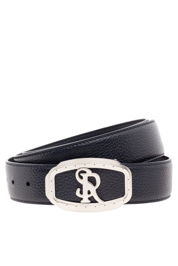 Ремень из кожи мужской синий - фото 1