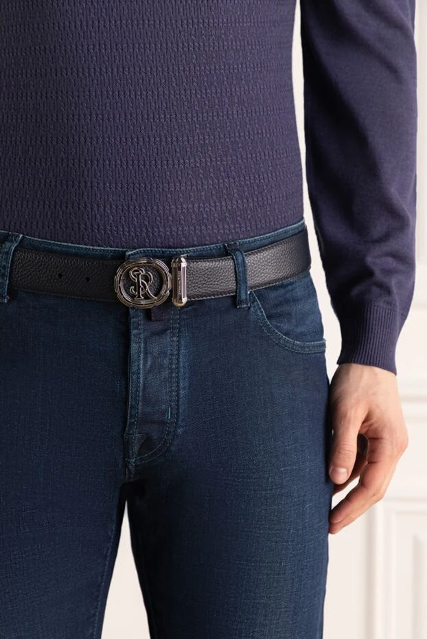 Stefano Ricci ремень из кожи мужской синий 176557 - фото 2