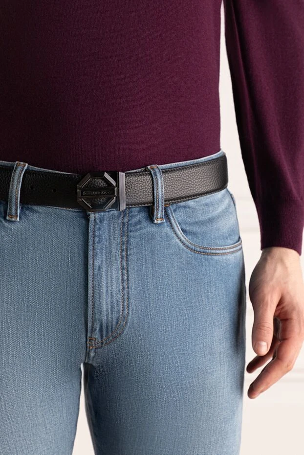 Stefano Ricci ремень из кожи мужской черный 176563 - фото 2