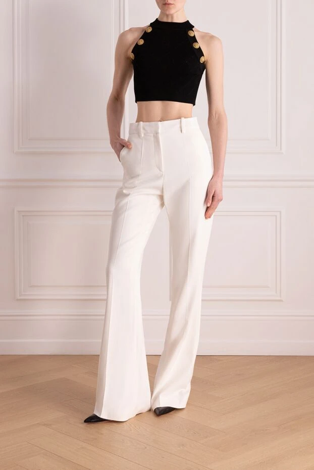 Balmain woman women's white viscose and elastane trousers купить с ценами и фото 176578 - photo 2