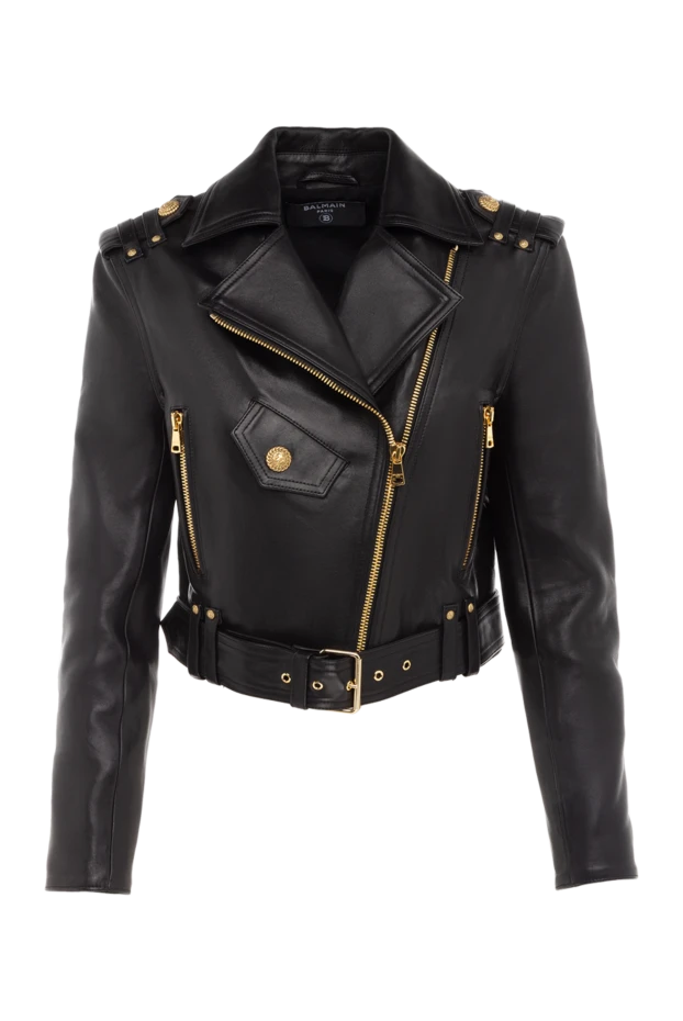 Balmain woman women's black genuine leather jacket купить с ценами и фото 176582 - photo 1