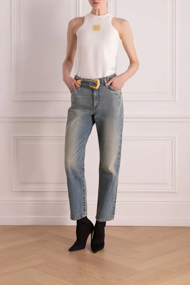 Balmain woman cotton jeans for women blue купить с ценами и фото 176586 - photo 2