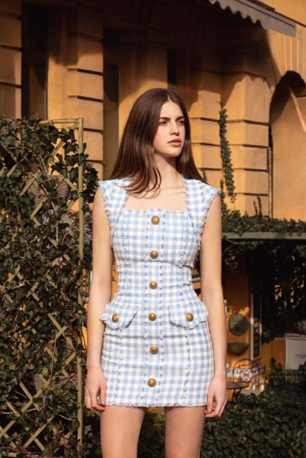 Balmain blue cotton and polyamide dress 176587 - photo 2