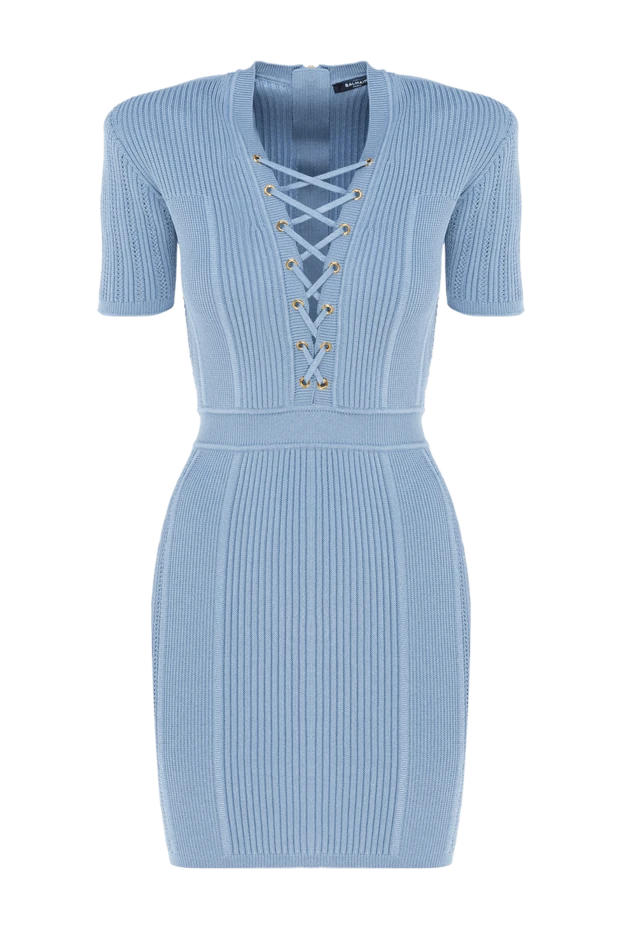 Balmain woman knitted dress made of viscose and polyester, blue купить с ценами и фото 176590 - photo 1