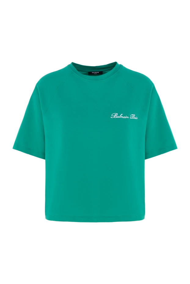 Balmain woman women's cotton t-shirt green купить с ценами и фото 176592 - photo 1