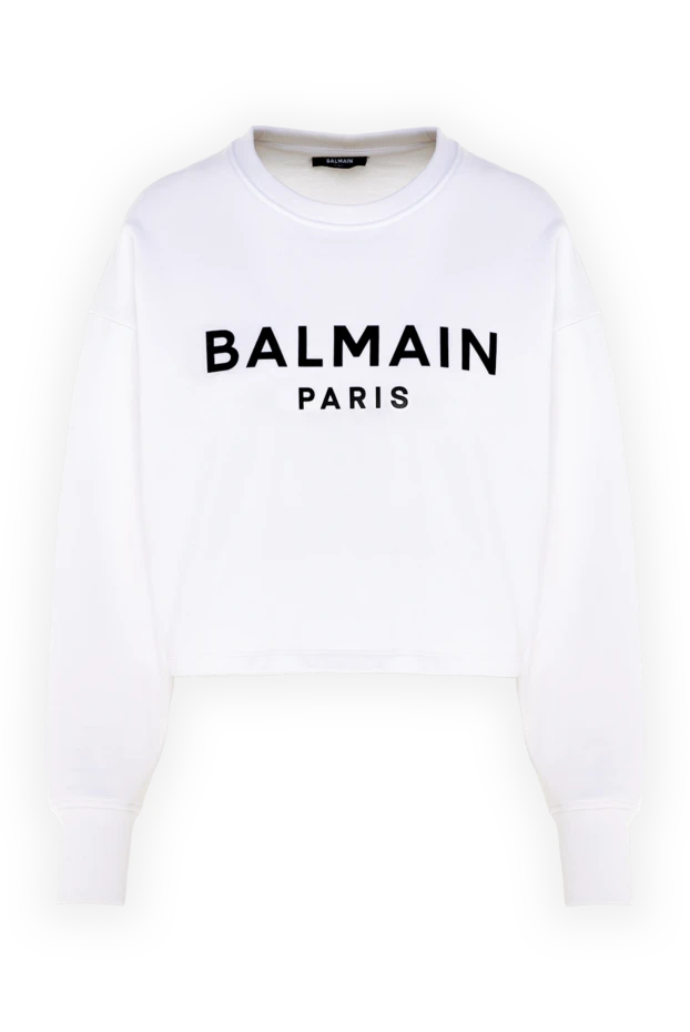 Balmain woman women's white cotton hoodie купить с ценами и фото 176600 - photo 1