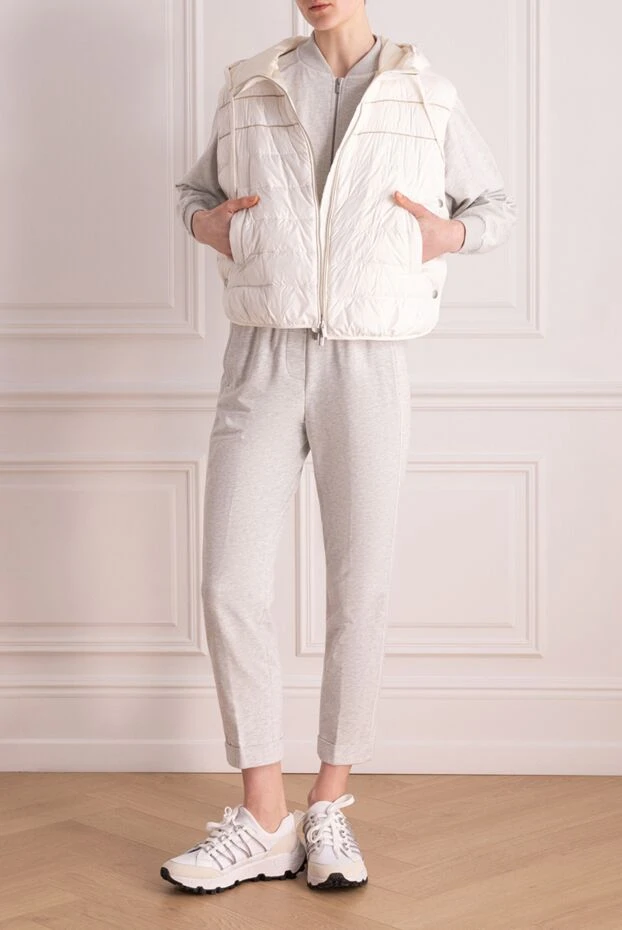 Әйелдерге арналған ақ полиэфирлі жилет - фото 2